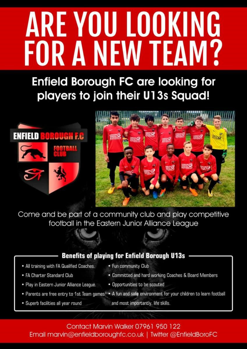 Enfield Borough are looking for new players